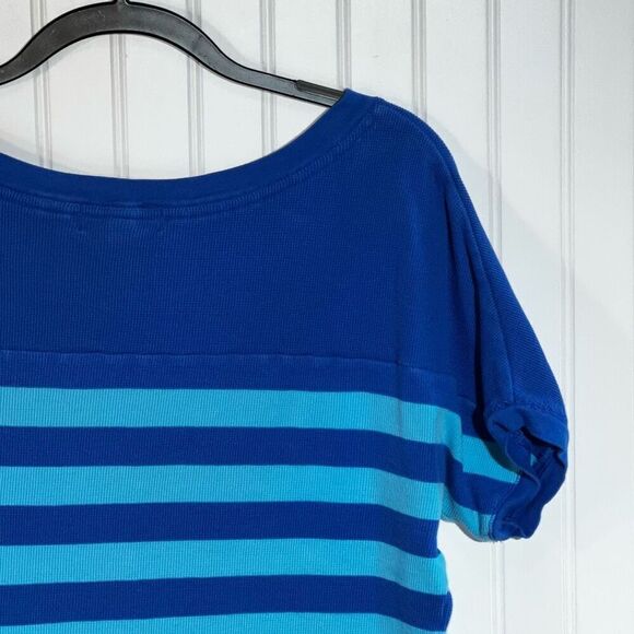 LRL Ralph Lauren Jeans Co Shirt Women Large Blue Strip Short Sleeve Pullover - Picture 8 of 9